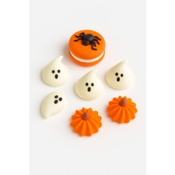 Figurka cukrowa dekoracje halloween dynie duszek makaronik z pająkiem ozdoby na tort